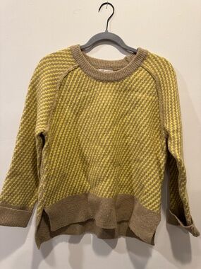 Moon River (Anthropologie) Yellow and Tan Crewneck Knit Sweater